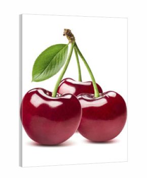 3 sweet cherries isolated on white background