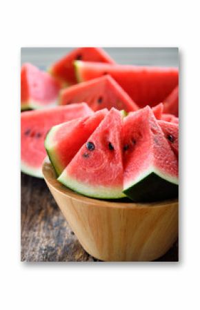 watermelon sliced on wooden background