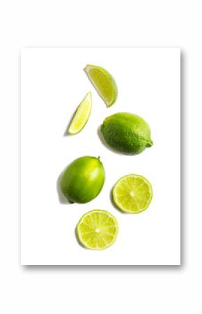 Fresh limes isolated on white background