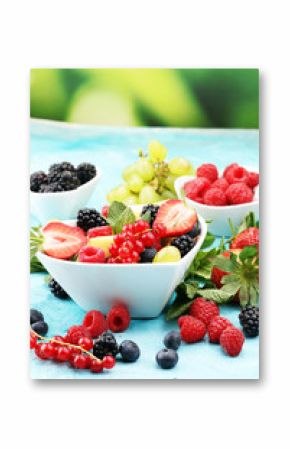 salad with fresh fruits and berries. healthy spring fruit salad
