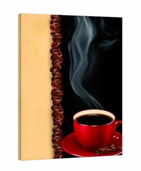 Background with cup of coffee and old paper.Vector.