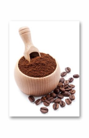 ground coffee and coffee beans