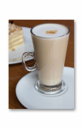 hot coffee on wood table