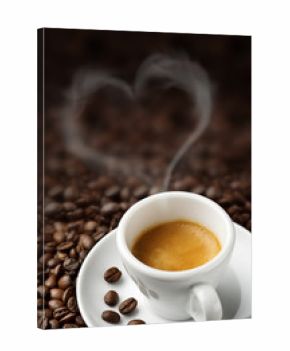 coffee cup on coffee beans