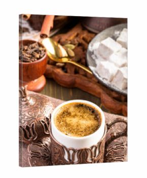 Traditional turkish coffee above