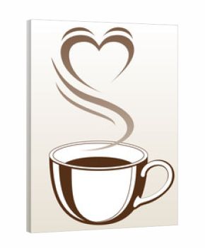 Coffee or Tea Cup With Steaming Heart Shape is an illustration with a cup of coffee or tea with steam coming off of it making the shape of a heart. 