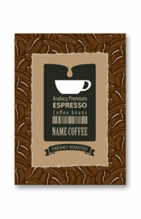 design labels for coffee beans with cup