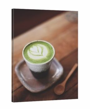 green tea latte matcha in vintage color tone