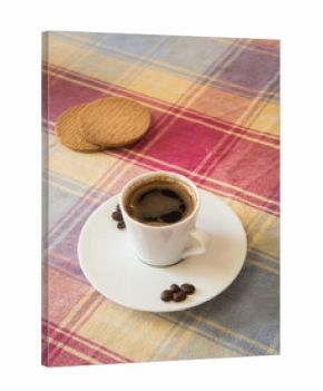 Breakfast with espresso coffee  and biscuits