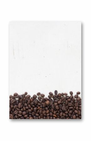 coffee beans on grain white wood background