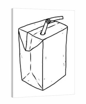 milk carton box and drink straw / cartoon vector and illustration, black and white, hand drawn, sketch style, isolated on white background.
