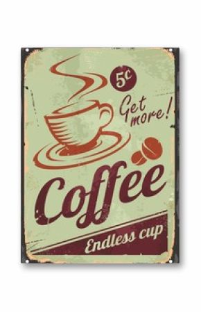 Vintage coffee sign on old metal background