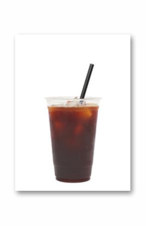 Iced coffee black coffee on white background  