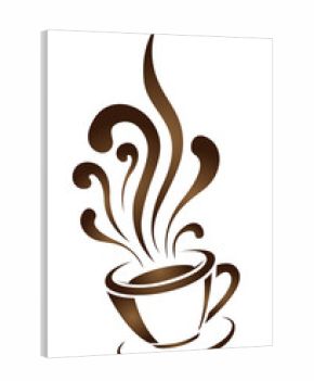 Coffee cup with stylized steam hand drawn vector illustration on white background