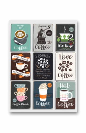 Coffee and tea vintage poster. Vector Illustration