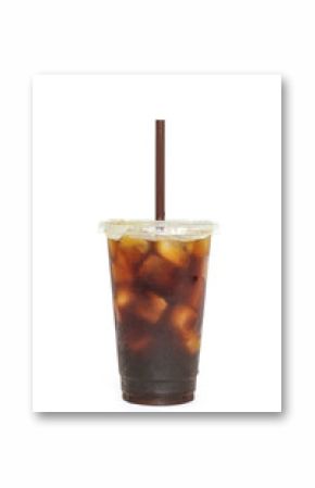 Iced coffee black coffee on white background  