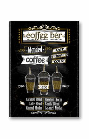 Chalkboard coffee bar menu, copy space for text
