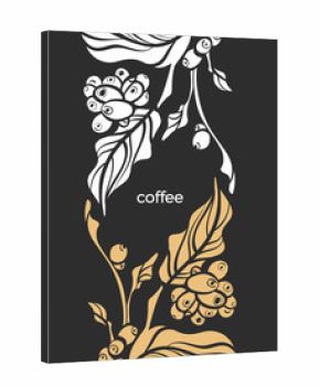Template of coffee tree with leaf, bean. Vector illustration