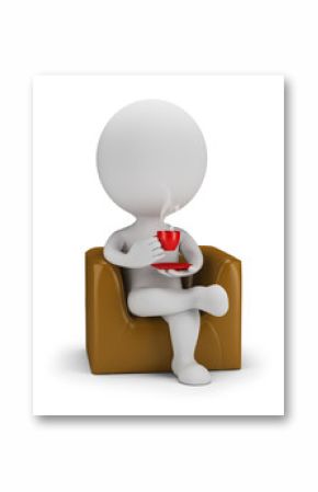 3d small people - drinks cofee