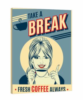 advertising coffee retro poster with pop art woman