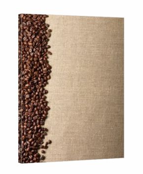 Kaffeebohnen auf Sackleinen – Hintergrund