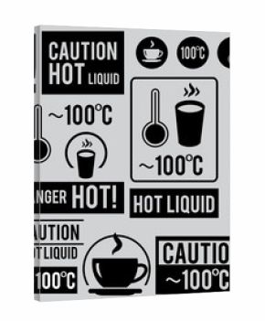 Caution. Hot liquid. Vector art.