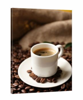 Cup of coffee on wooden table