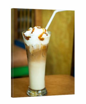 cold creamy coffee in hight glass