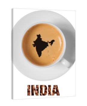 India map drawing art on coffee foam in cup