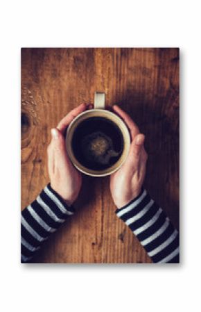 Lonely woman drinking coffee in the morning