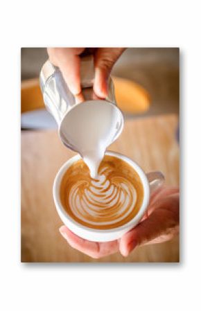 Cup of coffee latte in coffee shop.