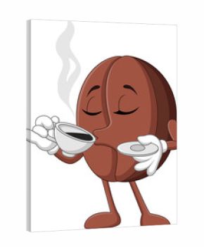Cartoon funny Coffee bean drinking coffee