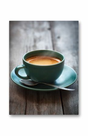 Espresso coffee in a green cup,selective focus