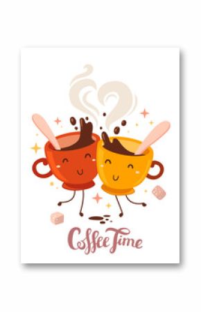 Vector illustration of yellow and red smile friend girl characte