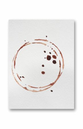 Coffee stains on white background, closeup