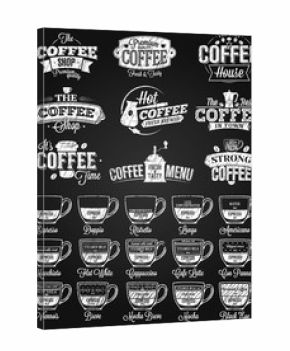 Coffee Label, logo and menu chalk drawing