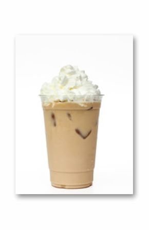 Iced coffee cafe latte with cream