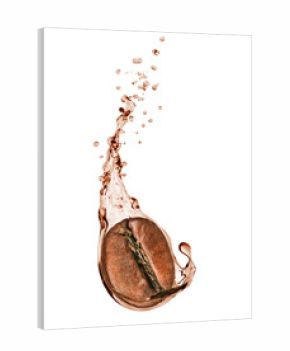 Coffee bean with a coffee splash on white background