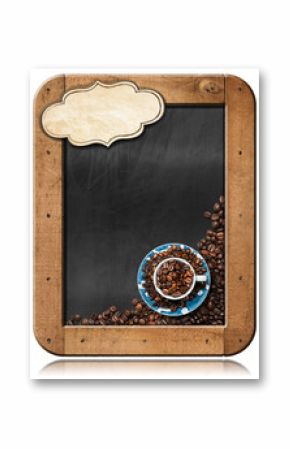 Blackboard with Coffee Beans and Copy Space