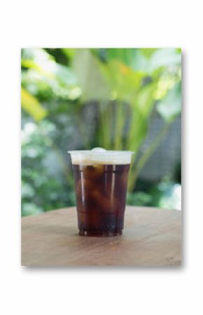 Sparkling Nitro Cold Brew Coffee in take away cup.