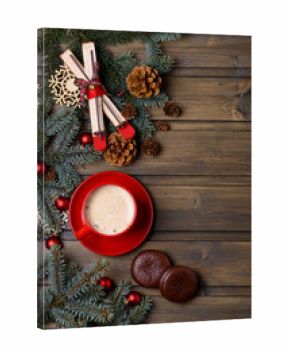 Coffee and cookie with New Year decoration
