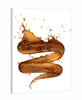 Coffee splashes in a swirling shape on white background