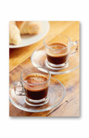 Cups of Espresso on old wooden table