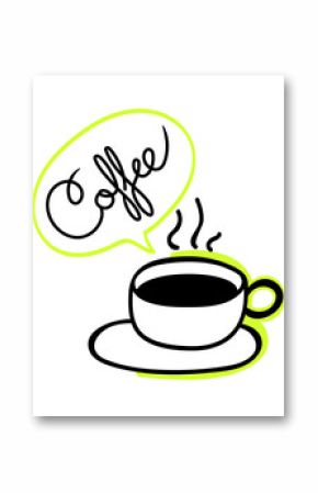 Cup of coffee. Hand-drawn doodle stock vector illustration. 