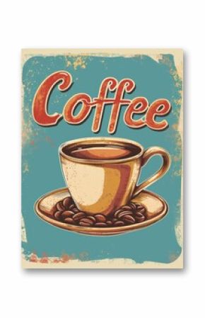 Vintage coffee cup illustration with lettering