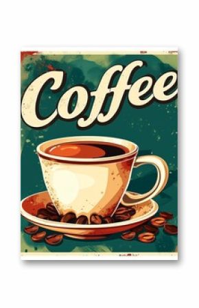 Colorful illustration of coffee cup and beans
