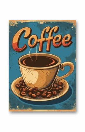 Vintage coffee cup illustration with lettering