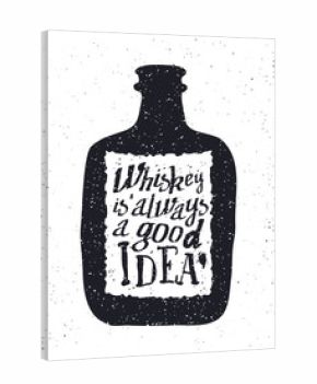 Whiskey bottle and handwritten lettering