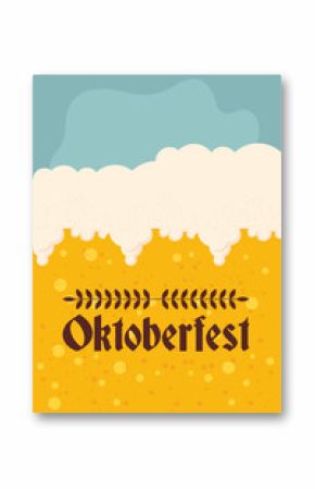 oktoberfest party lettering in poster with beer background