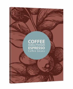 Coffee label in retro style. Vector label for coffee beans with hand-drawn coffee twig, coffee berries and the inscriptions Arabica premium, Espresso on a brown background